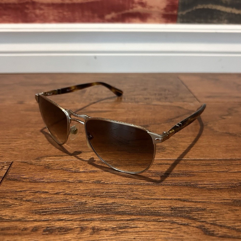 Persol Sunglasses 2390-S 976-51 Brown Tortoise Silver Mens Aviator
